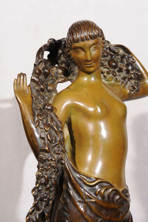 Patinated Art Deco Bronze Signed 