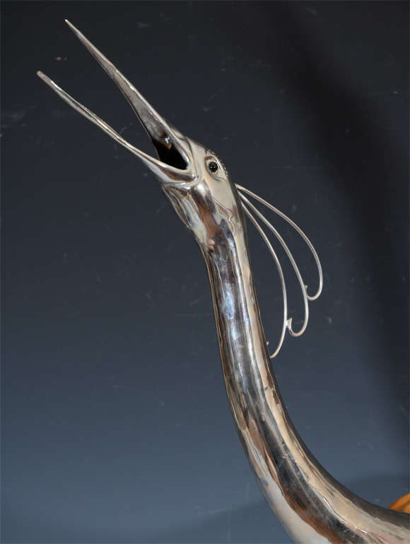 Mid-Century Sculpture of a Chinese Egret with Egg