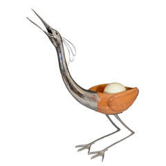 Mid-Century Sculpture of a Chinese Egret with Egg