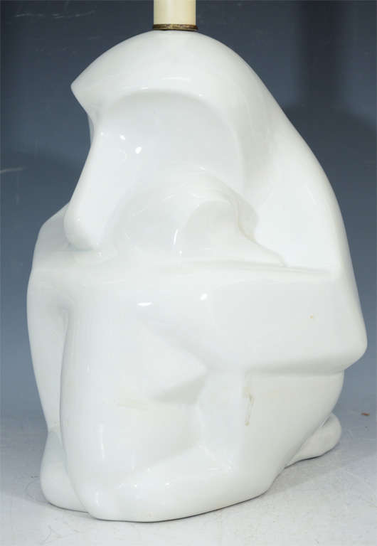 French Mid Century Ceramic Monkey Form Lamp 1