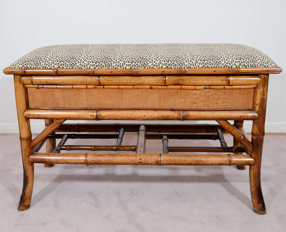 20th Century Turn of the Century Bamboo Bench with Storage