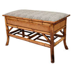 Vintage Turn of the Century Bamboo Bench with Storage