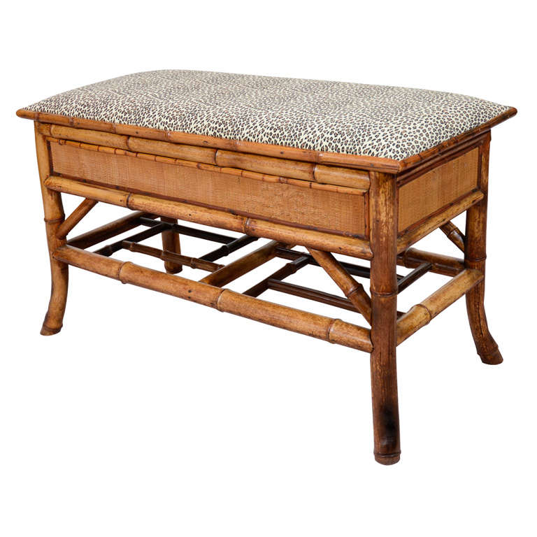 Turn of the Century Bamboo Bench with Storage