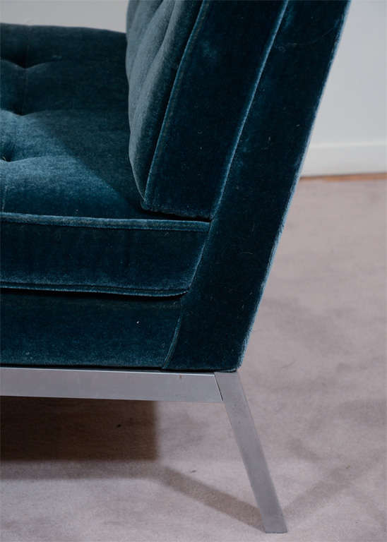 American Mid Century Florence Knoll Velvet Slipper Chair