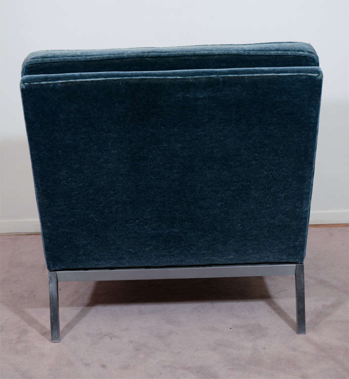 20th Century Mid Century Florence Knoll Velvet Slipper Chair