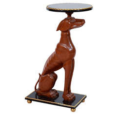 Vintage Pedestal Form Table with Wood Greyhound
