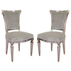 Pair of Vintage Hollywood Regency Style Mirrored Chairs