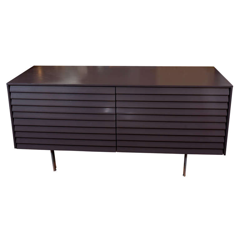 Vintage Low Four Drawer Slat Front Dresser