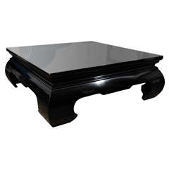 Mid Century Black Lacquered Asian Inspired Coffee Table