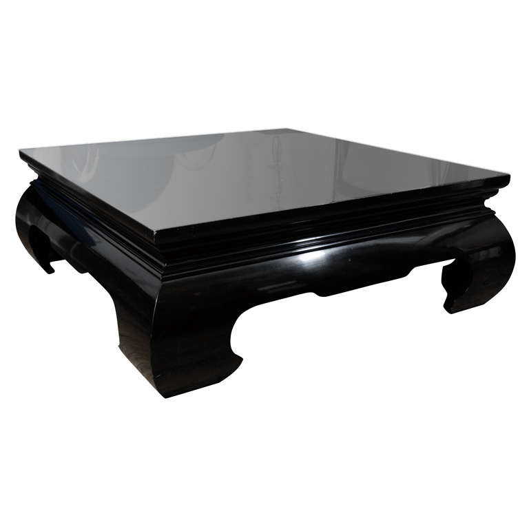 Mid Century Black Lacquered Asian, Asian Black Lacquer Coffee Table