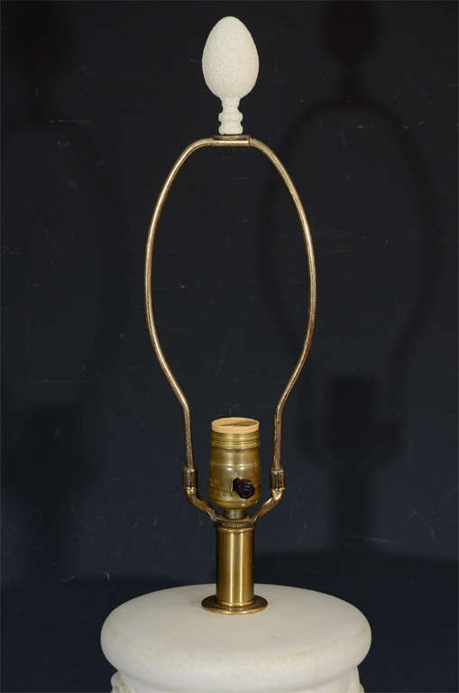 Pair of Large Mid Century Pottery Lamps with Swirl Detailing