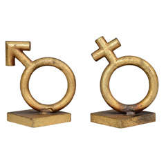 Pair of Mid Century Curtis Jere "Male and Female" Bookends