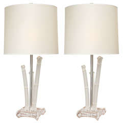 Pair of Modernist Plexi Table Lamps