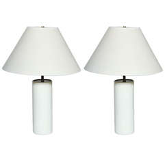 pair of White Leather Lamps