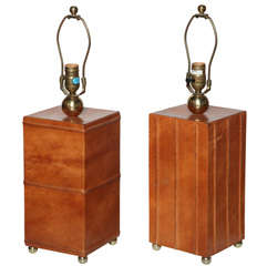 pair of Leather Table Lamps
