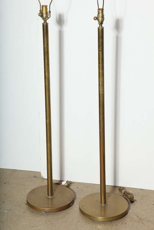 pair of 1960's Brass Floor Lamps In Good Condition In Bainbridge, NY