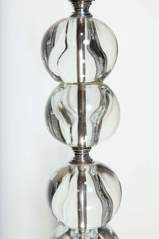 pair of Art Deco Crystal Boudoir Lamps In Good Condition In Bainbridge, NY