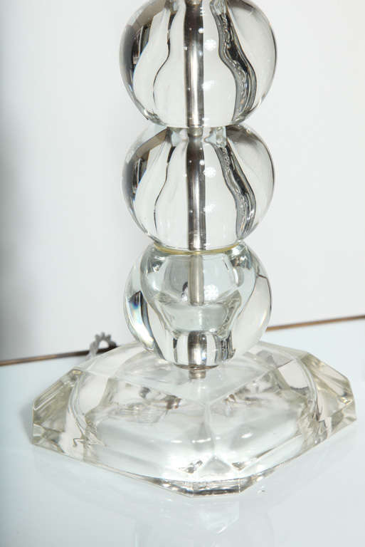 Mid-20th Century pair of Art Deco Crystal Boudoir Lamps