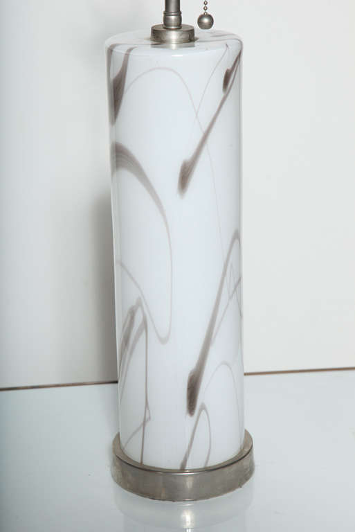 Modern Murano White Cased Art Glass Gray 