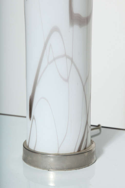 Late 20th Century Murano White Cased Art Glass Gray 