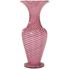 Vase à panneaux Latticino en cristal 3 couleurs avec étui en cristal Saint Louis