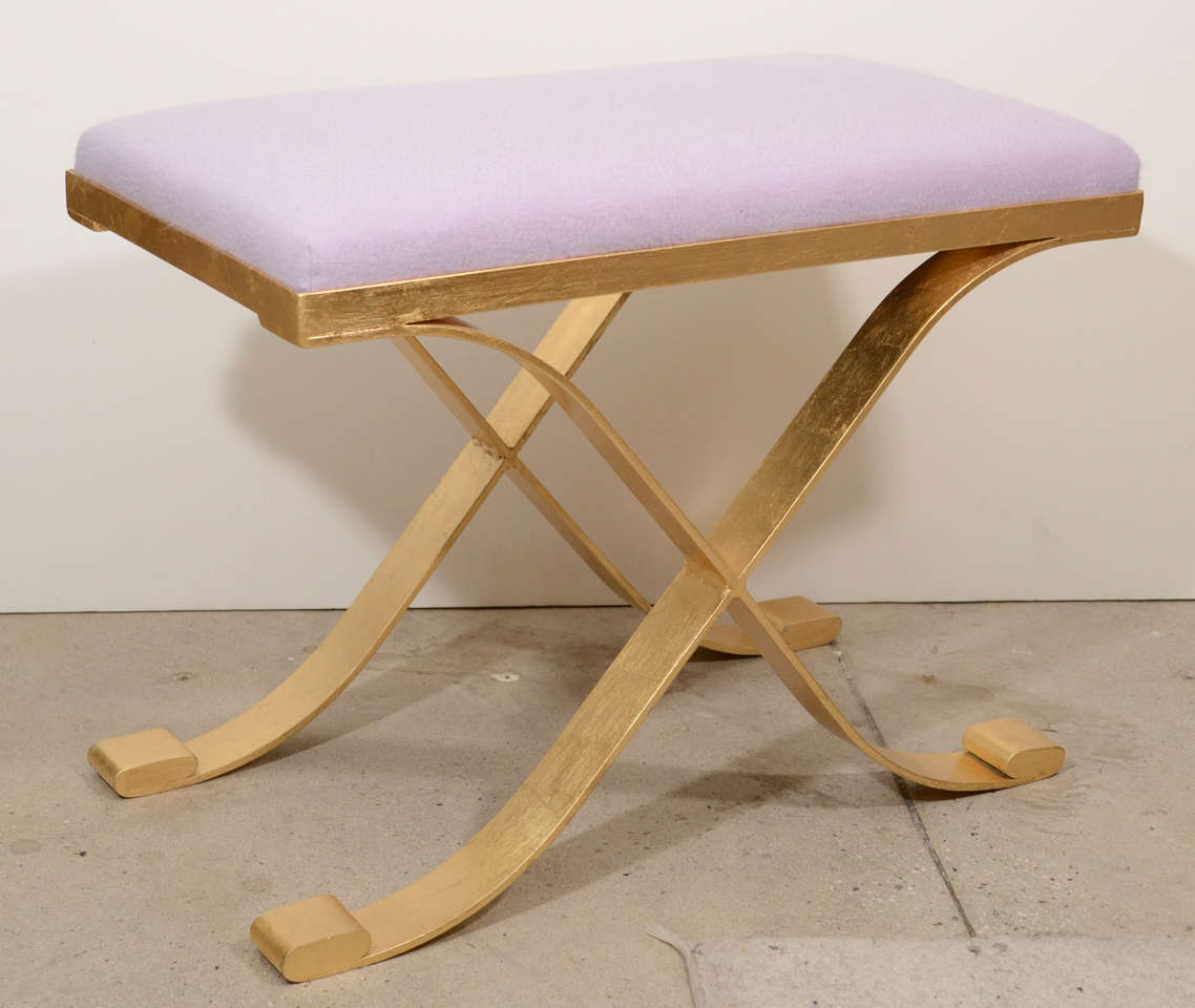 20th Century Pairs of Exquisite Cashmere and Gilt Iron Stools