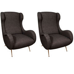Pair of French Winged Armchairs