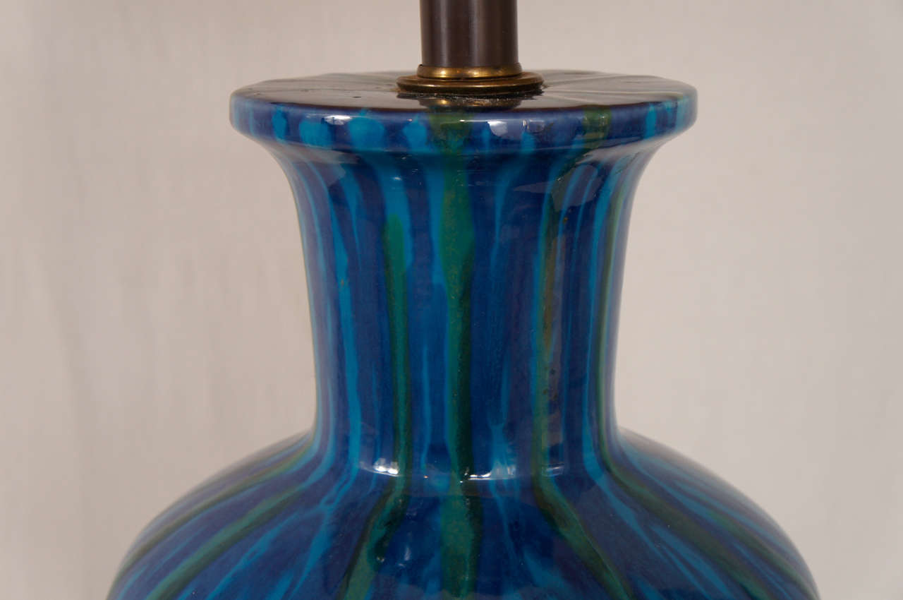 American 1960s Drip Glaze Table Lamp For Sale