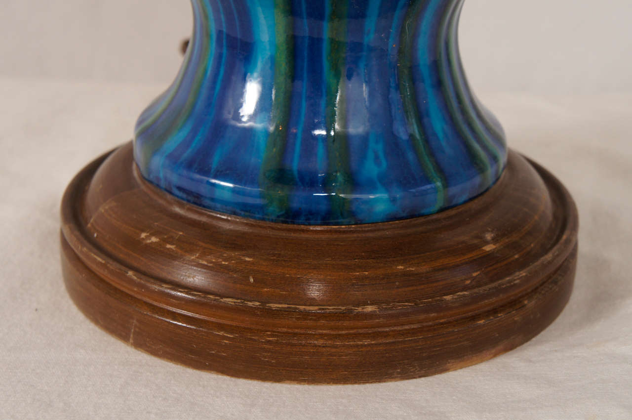 1960s Drip Glaze Table Lamp In Good Condition For Sale In Canaan, CT