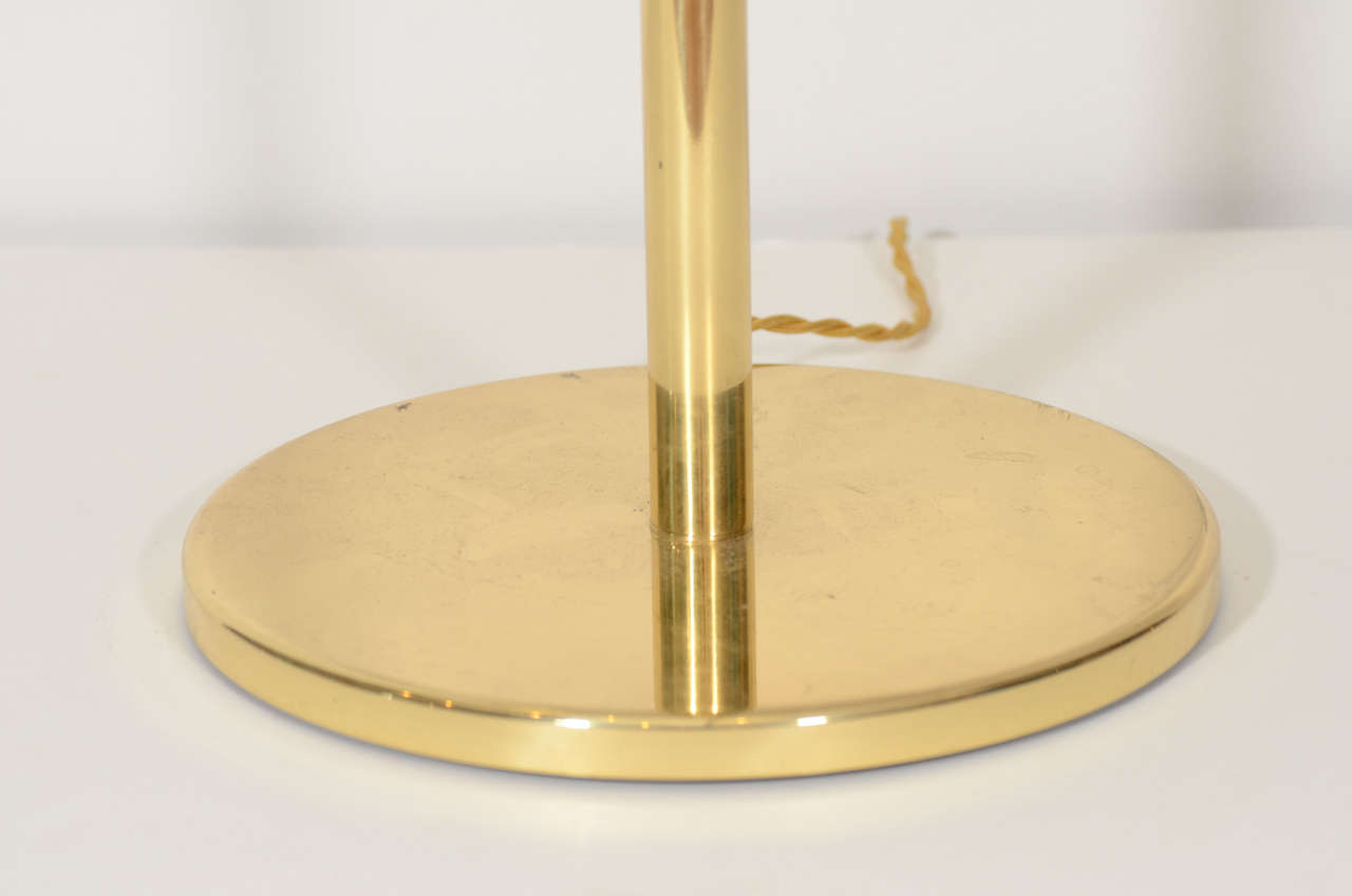 Mid-Century Modern Pair of Brass Swing Arm Table Lamps by Hansen