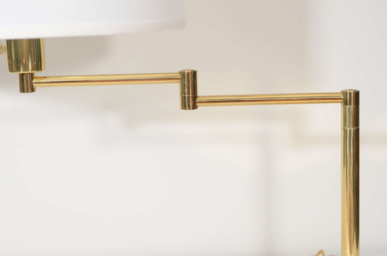 Pair of Brass Swing Arm Table Lamps by Hansen 1