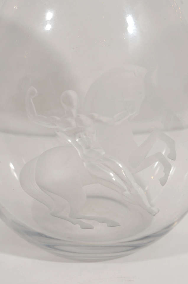 Art Deco Rare Vicke Lindstrand Vase for Orrefors For Sale