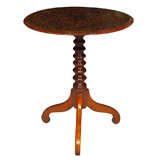 Mahogany Round Table with Stenciled Top