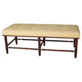 Long Upholstered Faux Bamboo Bench