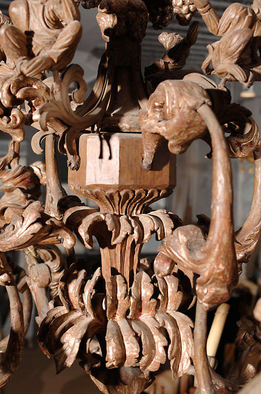 Carved Italian Monkey Chandelier 2