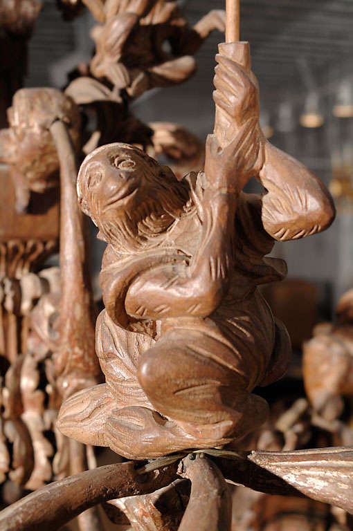 Carved Italian Monkey Chandelier 3