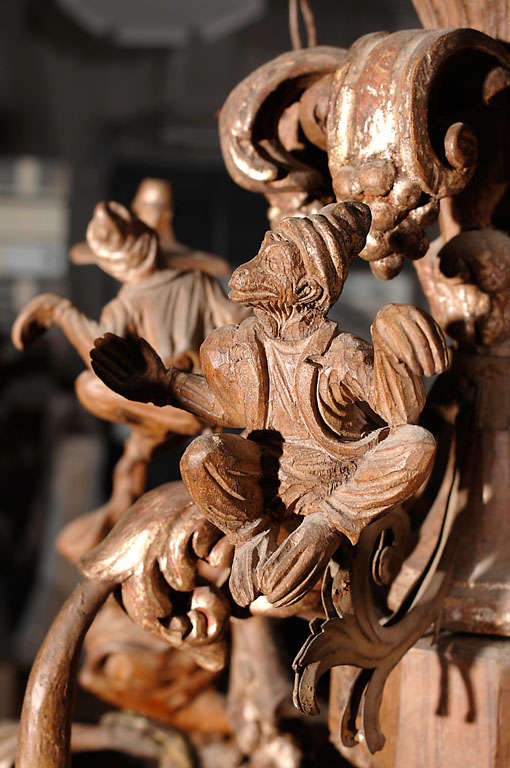 Carved Italian Monkey Chandelier 5