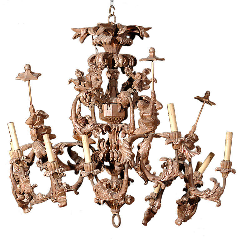 Carved Italian Monkey Chandelier