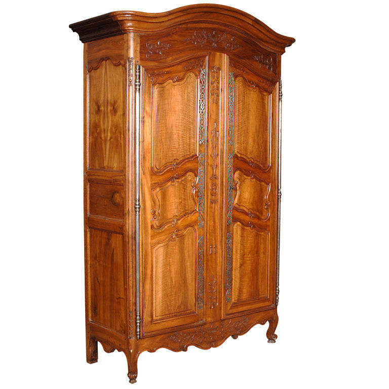 French Provencal Walnut Armoire with Iron hardware For Sale