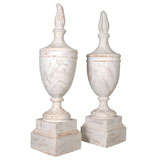 Pair of Painted Architectural Flame Finials