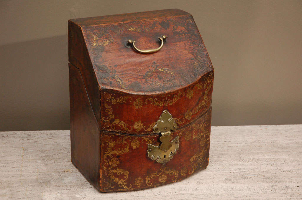 Tooled Leather and Brass Cutlery Canteen