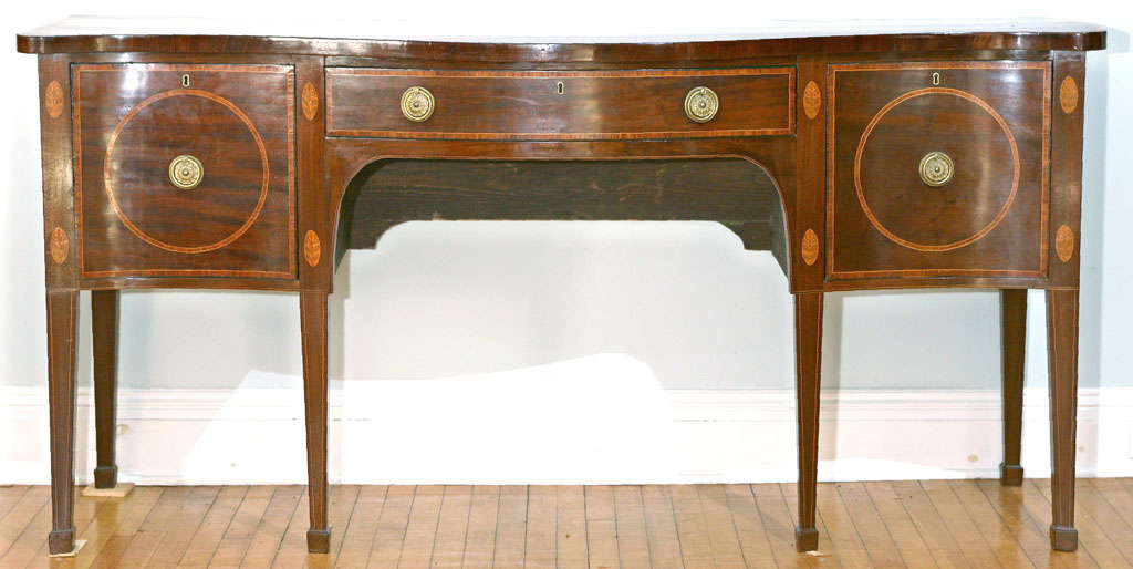 George III Inlaid Mahogany Serpentine Sideboard