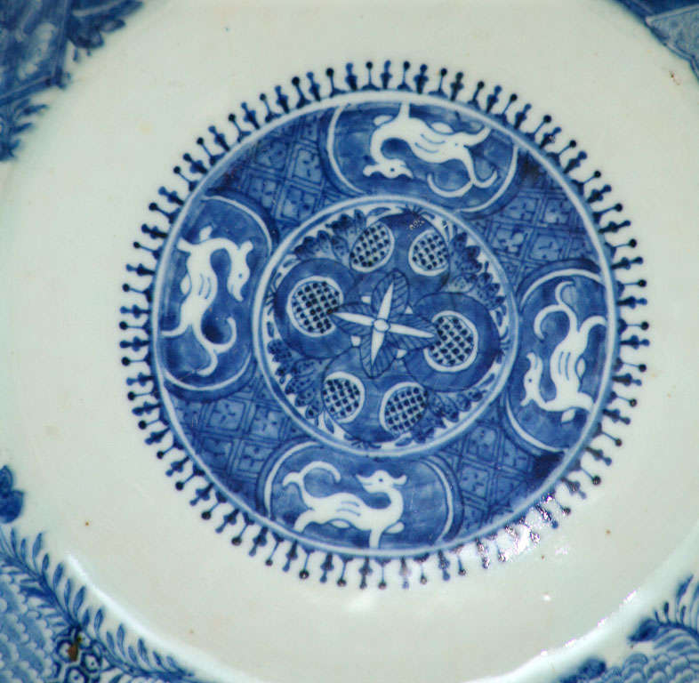 Porcelain Large Chinese Fitzhugh Blue and White Bowl