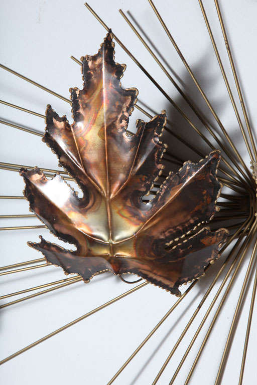 Metal Maple Starbust Wall Sculpture For Sale 3