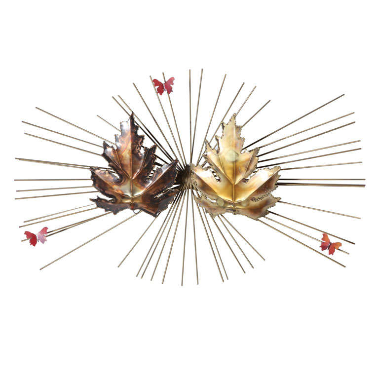 Metal Maple Starbust Wall Sculpture For Sale