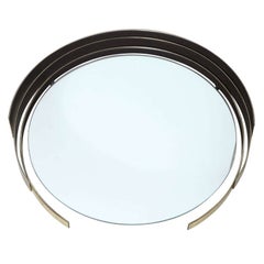 Unique Scuptural Brass Round Mirror Signed by Curtis Jere