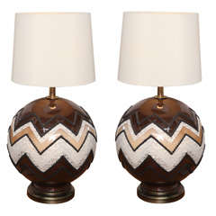 70's Glass Globe Table Lamps