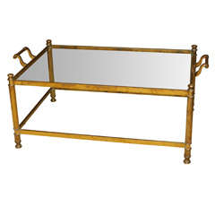 Vintage Neo-classical Brass Coffee Tray Table