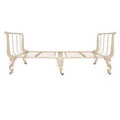Antique White Iron Campaign Bed