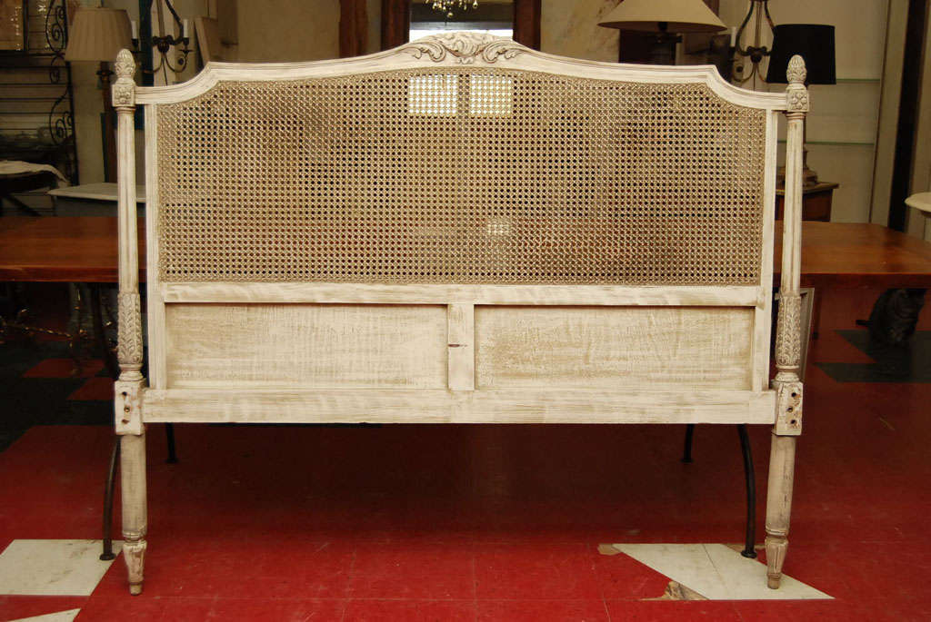 Vintage Louis XVI style caned queen size headboard.<br />
<br />
Keywords:  bed or beds.